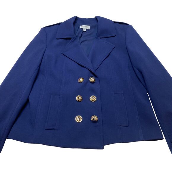 Tahari by Arthur S. Levine Peacoat Jacket Women's Size 16 Blue Double Breasted - Picture 10 of 16